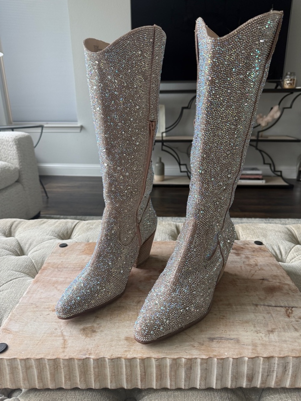 Matisse Iridescent Crystal-Embellished Boots